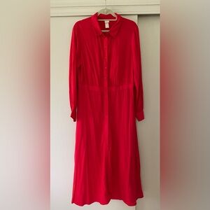 H&M red button down dress